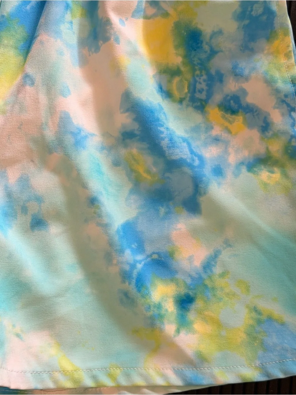 crown & ivy Pastel Tie-Dye Swim Trunks in Blue, Yellow, White